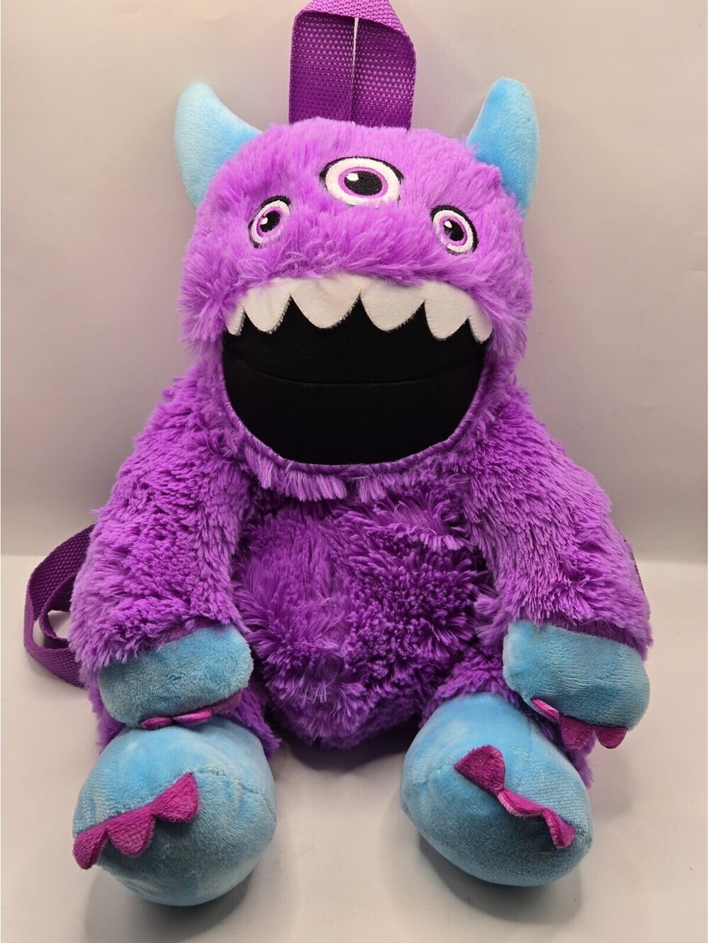 Critter Collection Purple Monster Plush Backpack Halloween Costume Bag 14"